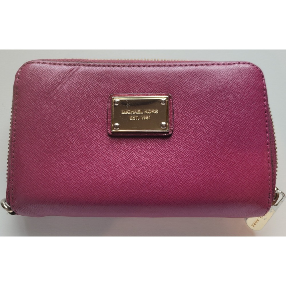 Michael Kors Pink Zip-Around Wallet Logo Zipper Women's Organizer Credit Card